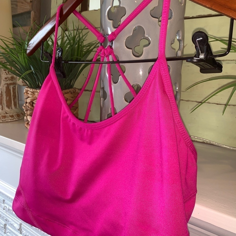 Betsey Johnson Hot Pink Multi-Strap Sports Bra Bralette Size Medium - Picture 3 of 4